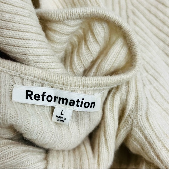 Reformation cashmere Alber Cream Large Sweater long sleeve top me back - Picture 5 of 8
